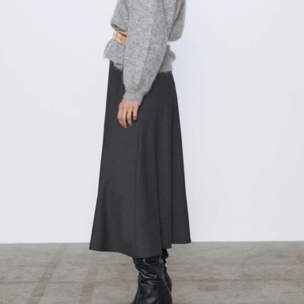 Zara ZW Collection Wool Melange A-line Midi Skirt - Picture 4 of 12